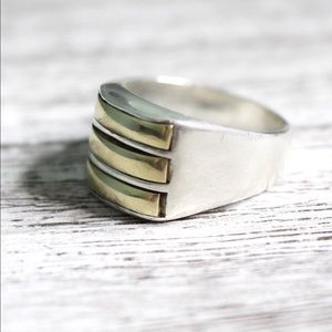 Elegant Sterling Silver and 14k Gold Ring “Unisex”